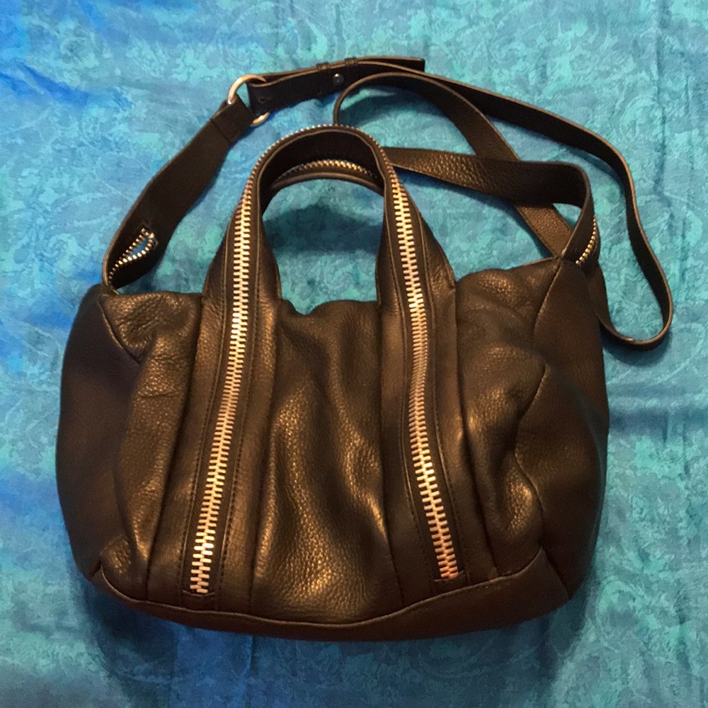 Bad-ass black leather and zipper bag